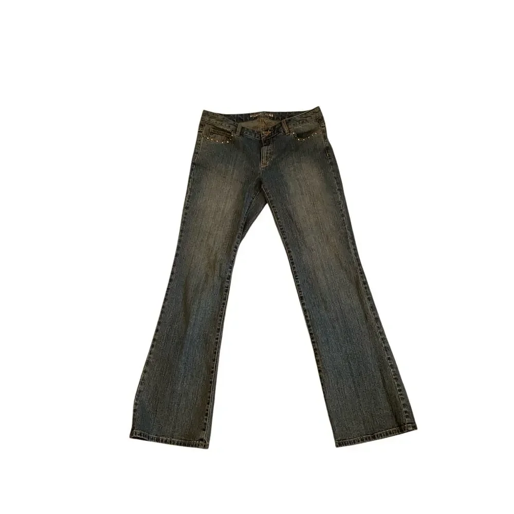 Michael Kors Embellished Bootcut Jeans Low Rise Dark Wash Blue Womens‎ Sz 10 NEW